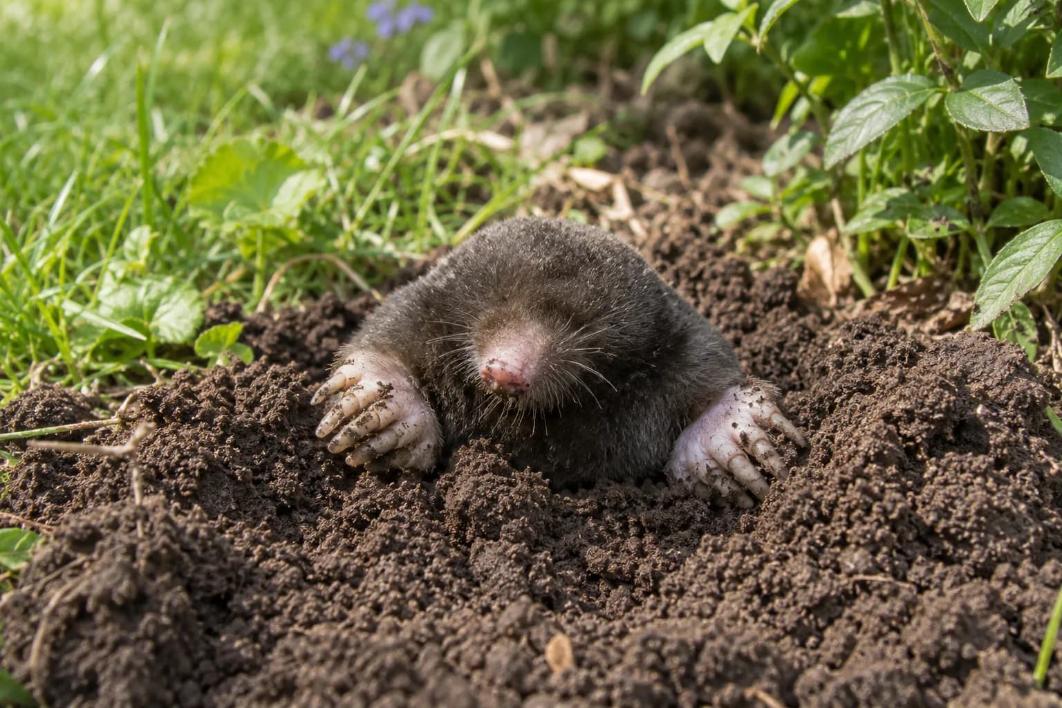 Mole at a soil opening